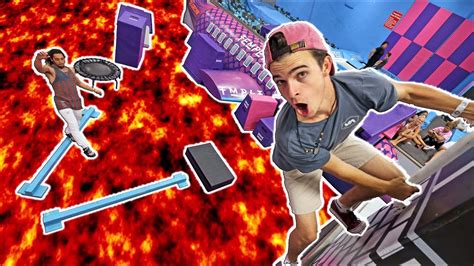 FLOOR IS LAVA OBSTACLE COURSE! (Trampoline park) - YouTube