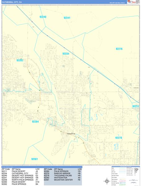 Cathedral City California Wall Map (Basic Style) by MarketMAPS - MapSales