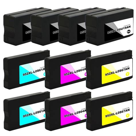 Compatible HP 952XL Ink Cartridges 10 Pack (4 Black, 2 each of Cyan, Magenta, Yellow)