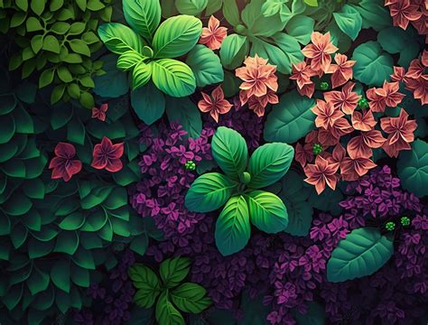 Three Dimensional 3d Leaves And Flowers Cartoon Background, Plant, Leaf, Natural Background ...