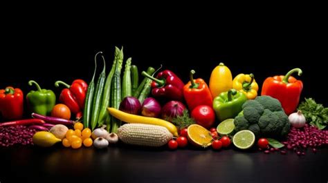 Premium AI Image | Colorful food on black background Beautiful composition