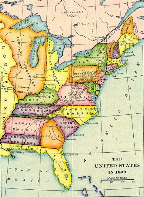 Color Map of The United States In 1800 | Genealogy map, Genealogy ...