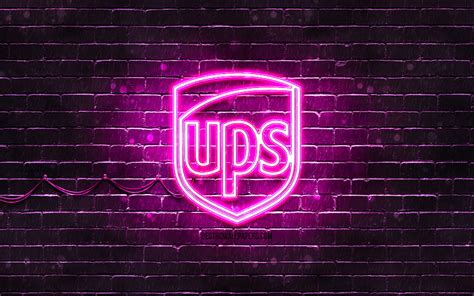 UPS の紫のロゴ、紫のブリックウォール、UPS のロゴ、ブランド、UPS のネオンのロゴ、UPS 高画質の壁紙 | Pxfuel