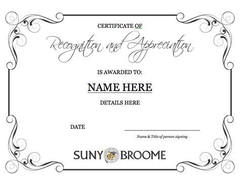 Template: Certificate of Recognition & Appreciation | Marketing & Communications