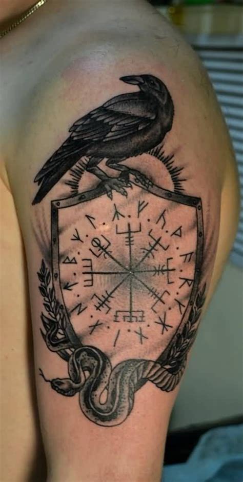 Nice Pagan Norse Tattoo Design With Nice Raven | Norse tattoo, Pagan ...