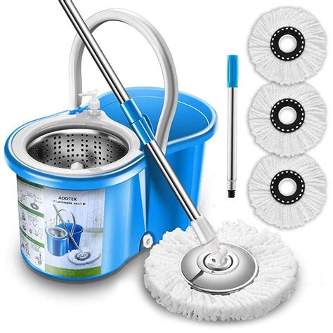 360°Rotating Magic Wheel Spin Mop & Stainless Steel Bucket 3 PCs ...