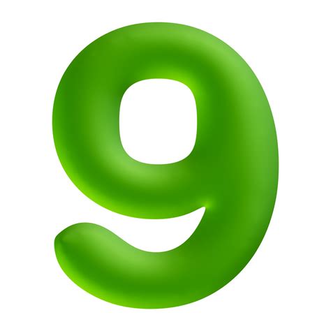 Number 9 Green 3D Render 19552800 PNG