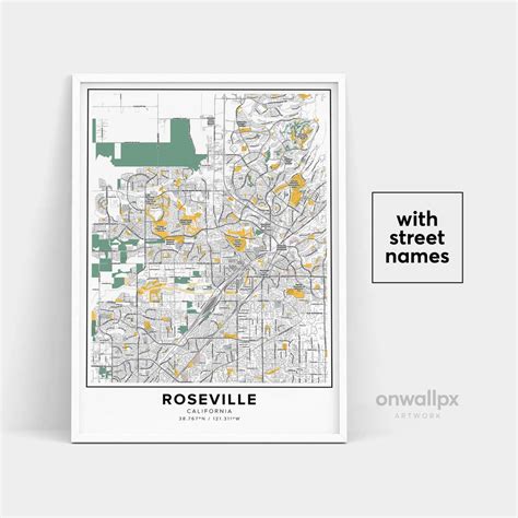 Roseville Map Print, Street Names Roseville Print, Printable Map of ...