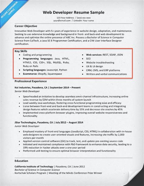 Resume Template With Skills Section