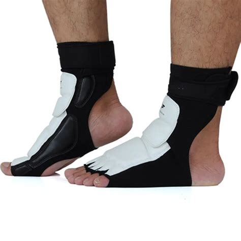 Taekwondo foot protector karate feet guard sparing instep guard white TKD ankle guard Martial ...