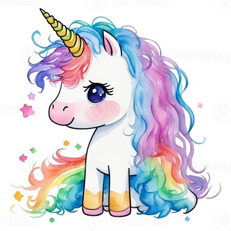 Cute unicorns with rainbow hair, 24507773 PNG