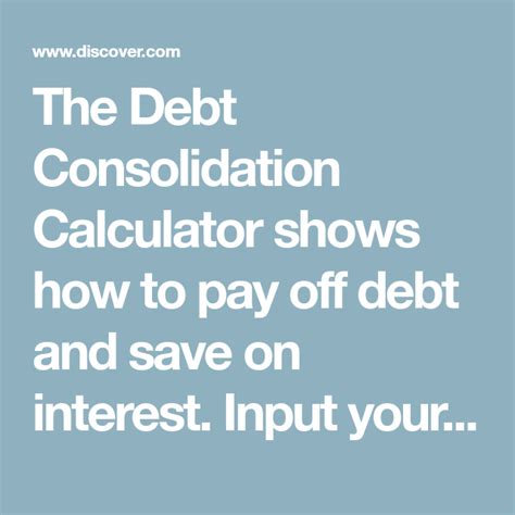 The Debt Consolidation Calculator shows how to pay off debt and save on ...