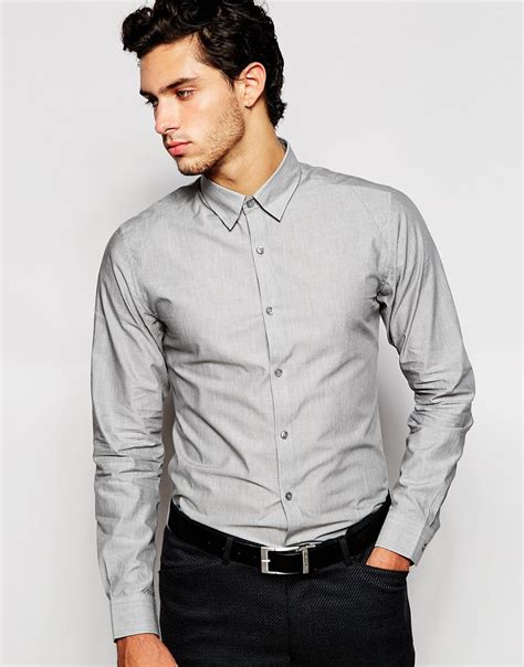 Lyst - Selected Formal Shirt With Concealed Button Down Collar In Slim Fit in Metallic for Men