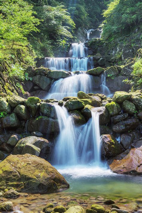 Beautiful Waterfall From The Mountain by Leren Lu