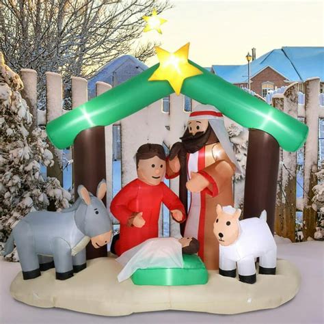 6ft Tall Lighted Christmas Inflatable Nativity Scene Outdoor Decorations - Walmart.com