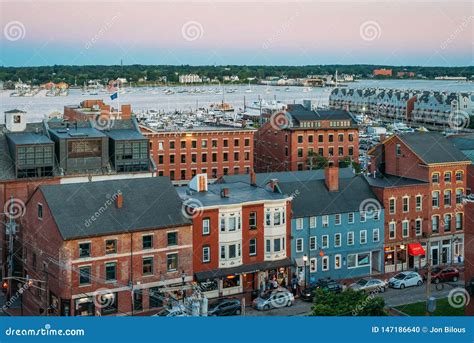 A Sunset View of Downtown and the Harbor in Portland, Maine Editorial ...