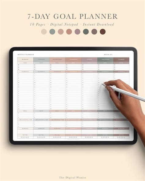 7 day goal planner with schedule – Artofit