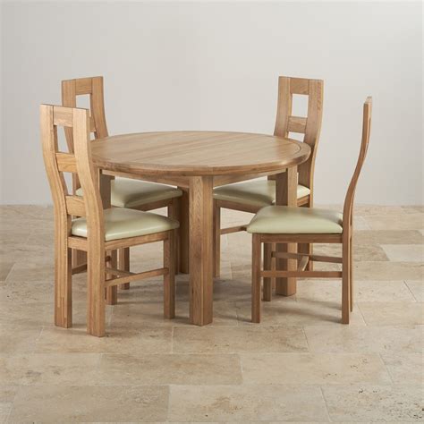 Knightsbridge Natural Solid Oak Dining Set - 4ft Round Extending Table ...