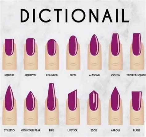 Dictionail - A guide to nail shapes and their names. : Nails | Formes ...