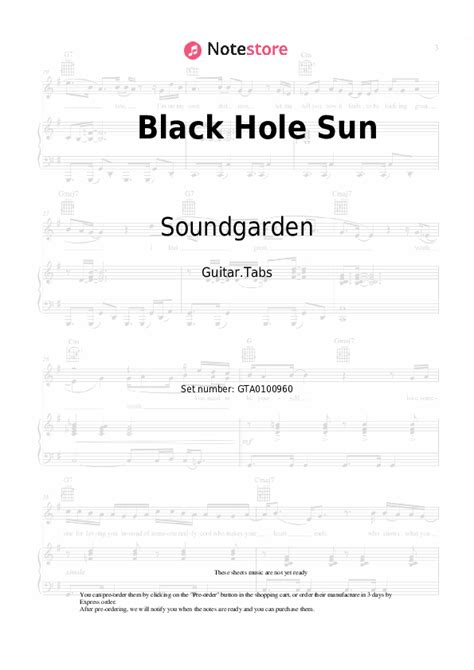 Soundgarden - Black Hole Sun guitar chords and tabs in Note-Store.com ...