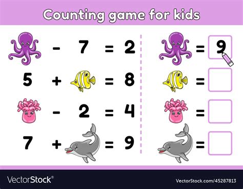 Counting math game for children Royalty Free Vector Image