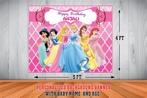 Personalized Disney Princess Birthday Backdrop / Background Banner #2 ...