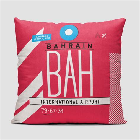 Airport Code Throw Pillow - BAH - Bahrain Intl Airport - Manama, Bahrain - IATA code BAH