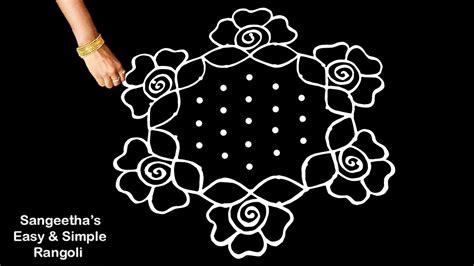 Easy Navratri Rangoli with Dots | Diwali Rangoli Designs | Easy Daily Padi Kolam | Geethala ...