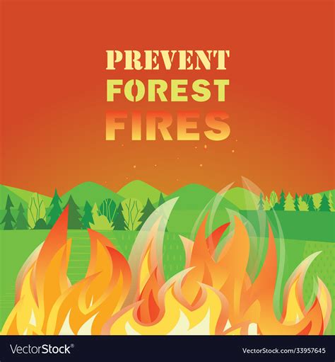 Prevent forest fires flat color poster concept Vector Image