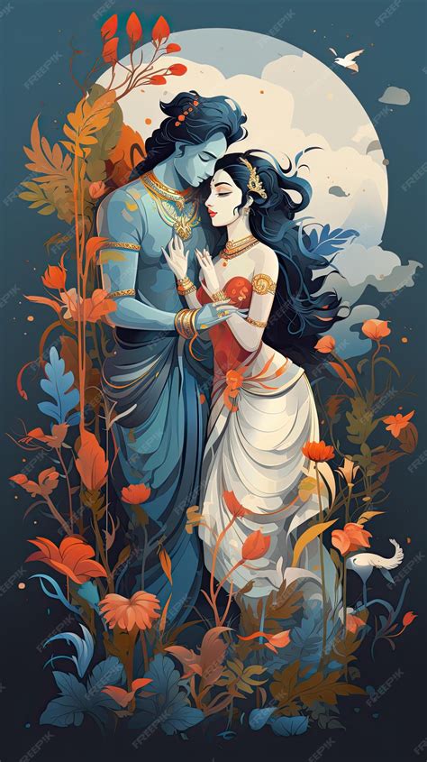 Premium AI Image | 3d illustration of lord Krishna and Radha for ...