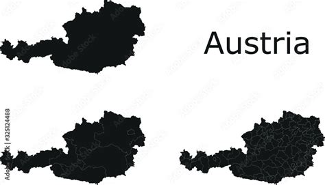 Austria vector maps with administrative regions, municipalities ...