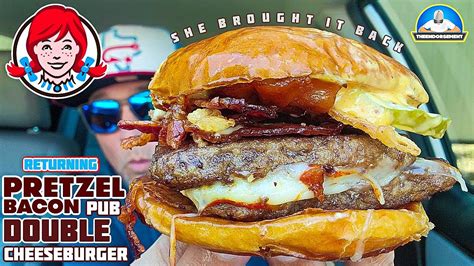 Wendy's® Double Pretzel Bacon Pub Cheeseburger Review! 👧🥨🥓🍔 | BACK in ...