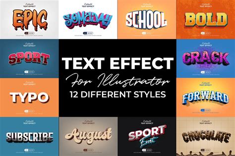 3D Text Effect Style Set For Illustrator - Design Cuts