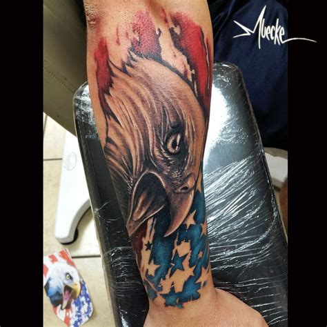 American flag and eagle tattoo. America tattoos, flag and eagle, watercolor, eagle portrait ...