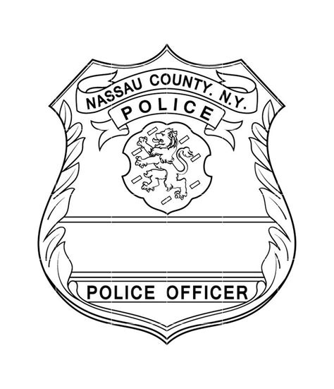 Nassau County NY Police Officer Badge Vector Custom Badge Number Svg ...