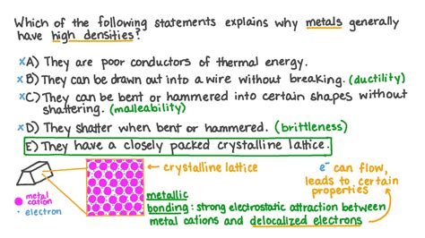 Question Video: Identifying the Explanation for the High Density of Metals | Nagwa