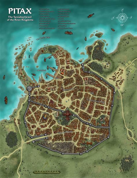 Fantasy Maps by Robert Lazzaretti - Pitax, the Tarnished Jewel of the River Kingdoms Fantasy Map ...