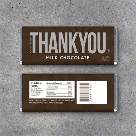 THANK YOU Candy Bar Wrappers Printable Instant Download Thank You Hershey's Candy Bar Wrappers ...