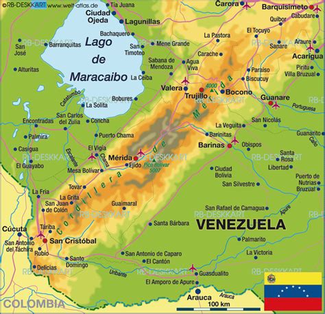 Map of Venezuela, region Merida / Andes (Region in Venezuela) | Welt-Atlas.de