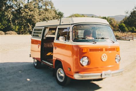 Bright Orange Vintage Volkswagen Bus