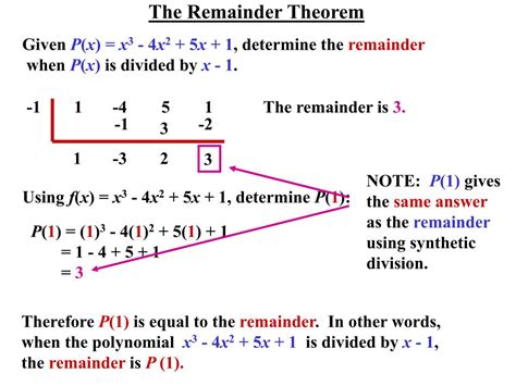 Remainder Theorem Practice Worksheet