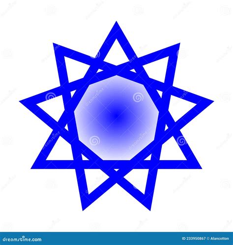 Bahai Star Islam Symbol In Blue On A White Background Cartoon Vector ...