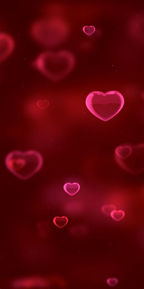 Red hearts Wallpaper 4K, Bokeh, Red background, Blurred