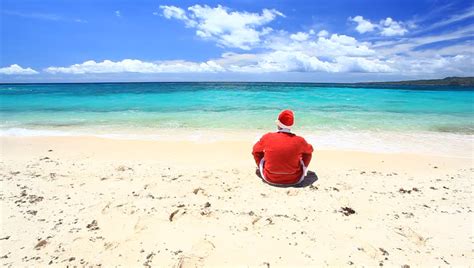 Crazy Santa Running On Tropical Beach, Caribbean Christmas Stock Footage Video 4567313 ...