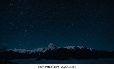 Starry Night Sky Snow Mountain Stock Photo 2222121259 | Shutterstock