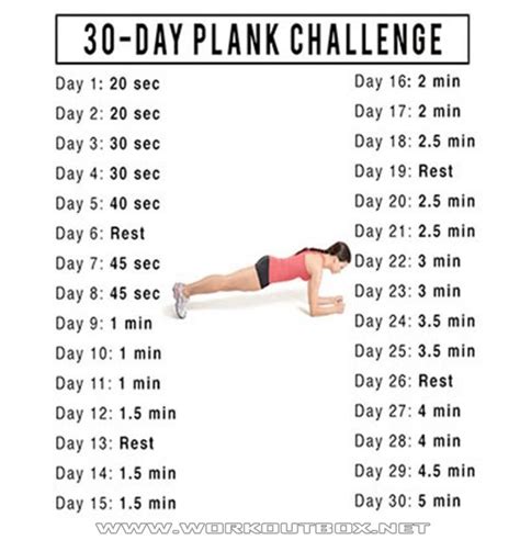 30 day plank challenge printable | 30 day plank challenge, Plank challenge, 30 day plank