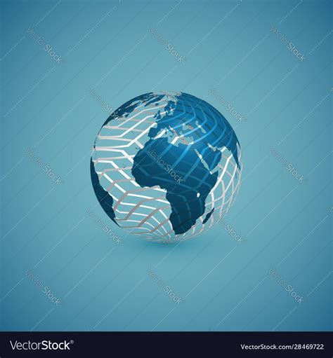 Blue globe map with pattern sphere Royalty Free Vector Image