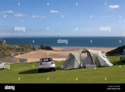 The view from Three Cliffs Bay caravan and camping site. Voted Best View in Wales by Country ...