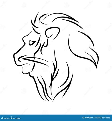 Lion Face Profile Silhouette Stock Illustration - Illustration of lion ...