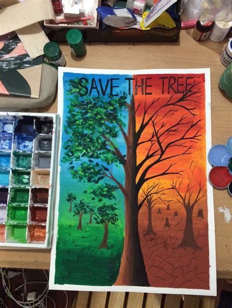 save the tree :) [ poster colour ] | Earth drawings, Save water poster ...